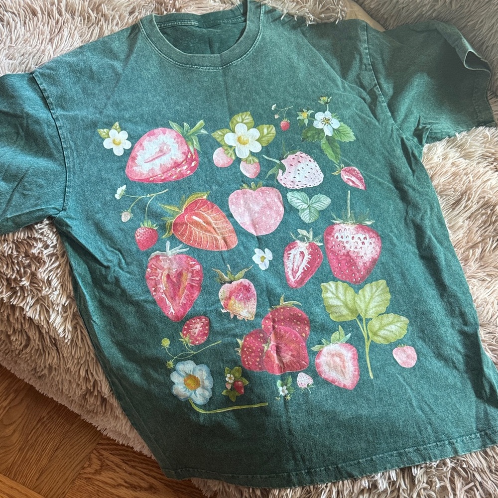Strawberry Print Womens oversized Shirt